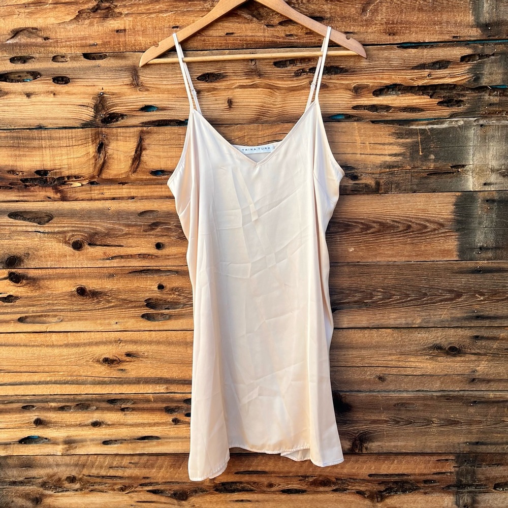 TRINA TURK | Elegant Satin Cream Slip Dress 10